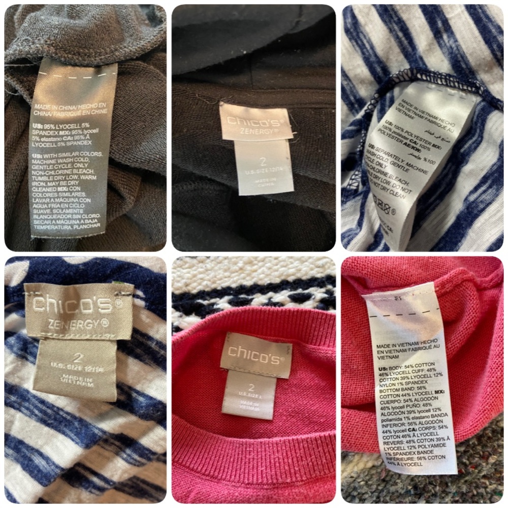 FLAWS Chico's Sz 2 Bundle of 4 Hearts Striped Black Cowl Neck Sweater Shirt Tops - Picture 3 of 16